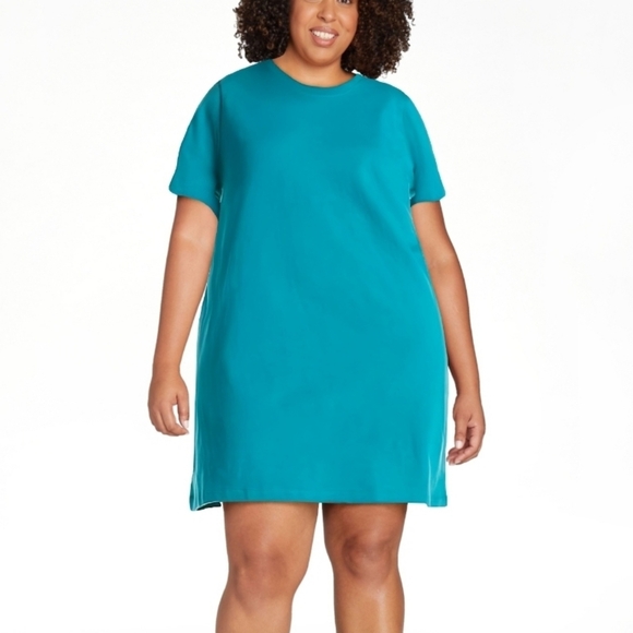Time and Tru Women's Cotton T-Shirt Dress with Short Sleeves - Picture 1 of 3